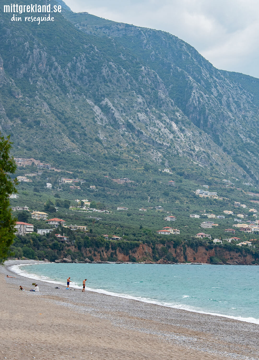 Östra delen av stranden i Kalamata